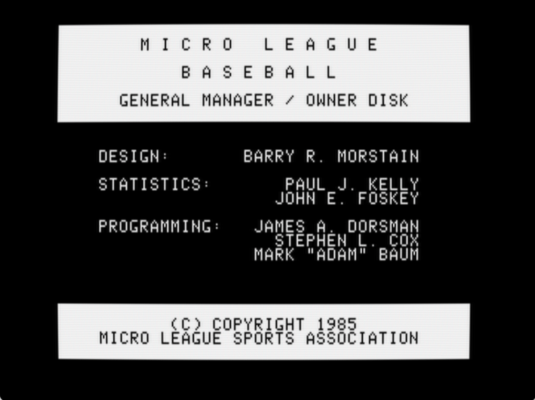 Micro League Baseball General Manager / Owner Disk screenshot 1 of 2