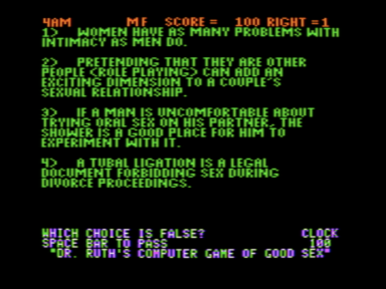 Dr. Ruth's Computer Game of Good Sex screenshot 3 of 4