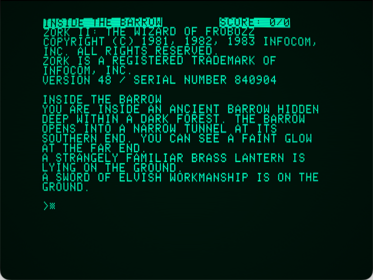 Zork II: The Wizard of Frobozz screenshot 1 of 3