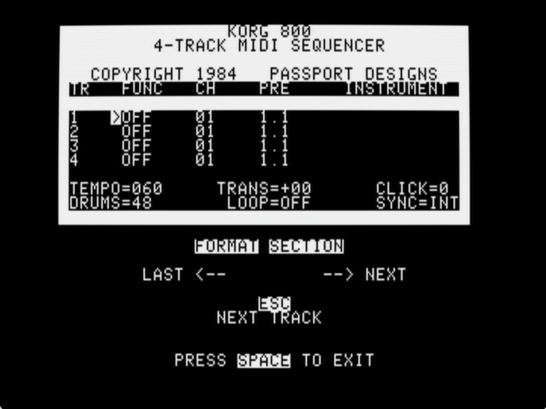 Korg 800 4-Track MIDI Sequencer screenshot 2 of 3