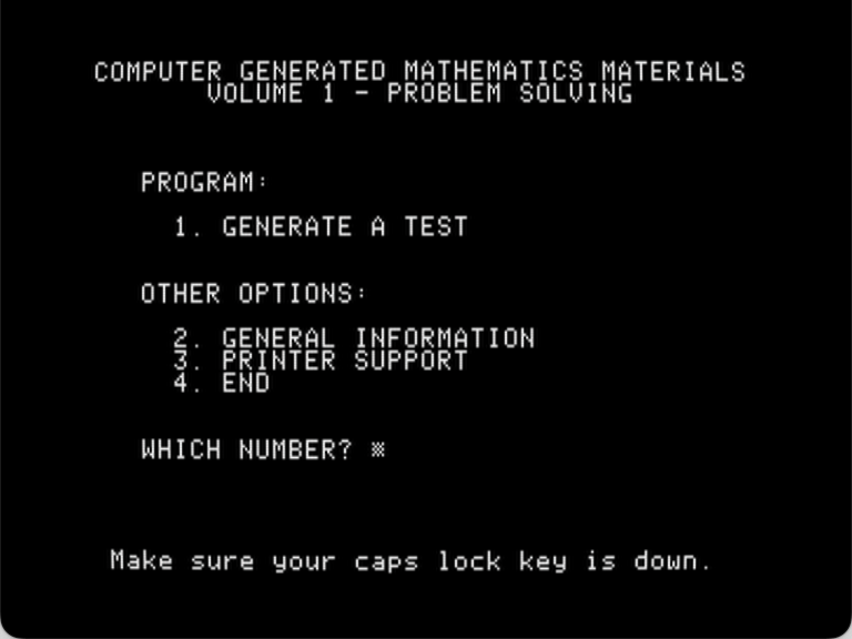 Computer Generated Mathematics Materials Volume 1: Problem Solving screenshot 2 of 3
