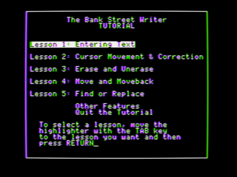The Bank Street Writer Enhanced Tutorial for IIe screenshot 2 of 3