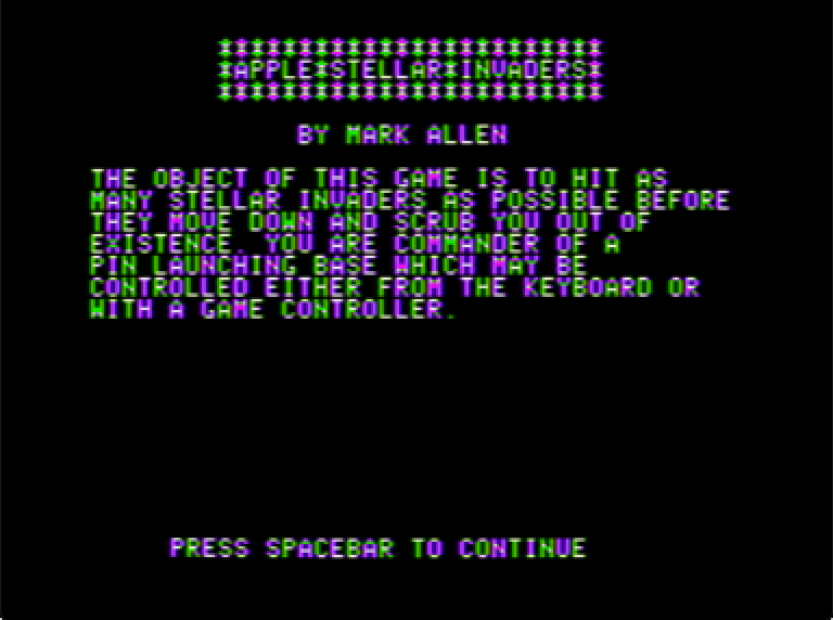 Apple Stellar Invaders screenshot 1 of 2